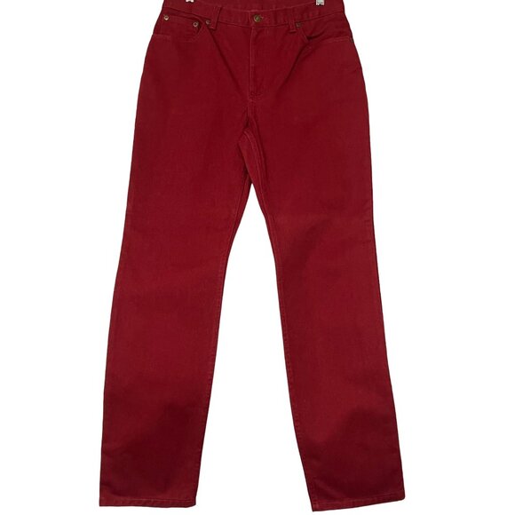 Vintage Jeanology Red Cotton Women's Pants Size 8 Straight Leg 5 Pocket - Picture 1 of 15